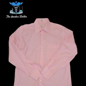 Peter Millar Plaid Long Sleeve Button Up Shirt. Pink White. Size Medium